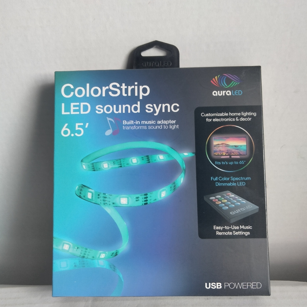 Tzumi AuraLED Color Strip Lights Color-Changing Remote 6.5' Adhesive Sound Sync